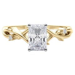 GIA 1,2 Carati Radiant Vine Band Anello con diamanti in oro giallo 18K ispirato alla Nature
