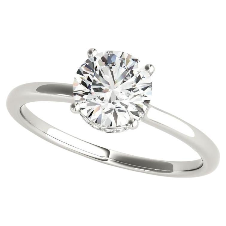 GIA Certified 2.2 Carat Round Hidden Halo Slim Band Platinum Diamond Ring