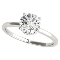GIA Certified 2.2 Carat Round Hidden Halo Slim Band Platinum Diamond Ring
