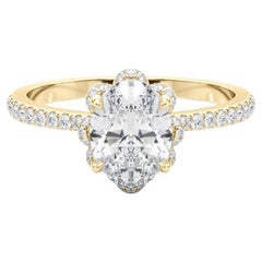 GIA 1.51ct Oval Multi-Petal Flower Bloom Vintage Gelbgold Diamantring