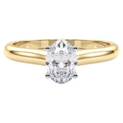 GIA Certified 1ct Oval Slim Band Classic Solitaire Diamond Ring