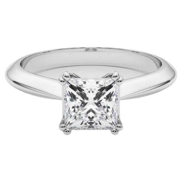 GIA 1,52 Karat Prinzessin Solitär Tulip Cathedral 18K Weißgold Diamantring