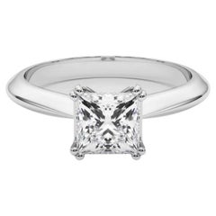 GIA 1,52 Karat Prinzessin Solitär Tulip Cathedral 18K Weißgold Diamantring