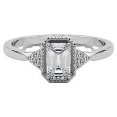 GIA 1.3 Carat Milgrain Emerald Geometric Bezel 18K White Gold Diamond Ring GIA 1.3 Carat Milgrain Emerald Geometric Bezel 18K White Gold Diamond Ring