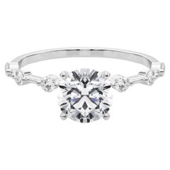 GIA 1.01ct Anillo de diamantes solitario redondo decorado con banda de bambú