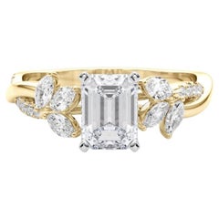 GIA Certified 1.29ct Emerald Entwined Garden Flower Vine Diamond Ring