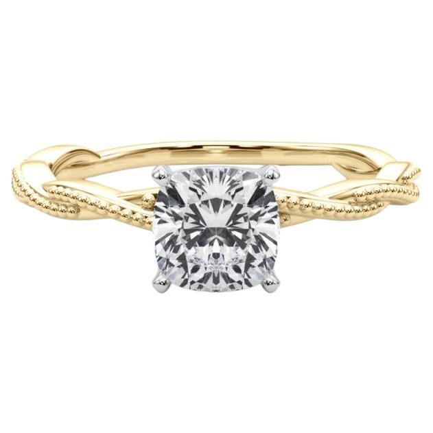 Anillo de diamantes con banda trenzada retorcida de 1.5 quilates con certificado GIA