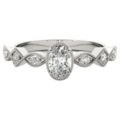 GIA Anillo de diamantes de bisel geométrico de talla mixta Art Decó oval de 1.2 ct