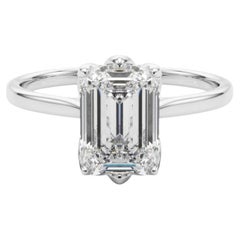 GIA Certified 0.8 Carat Emerald Solitaire Tulip Rose Platinum Diamond Ring