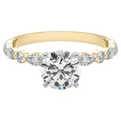 Anello con diamante solitario a fascia con diamante rotondo certificato GIA da 0.9 carati