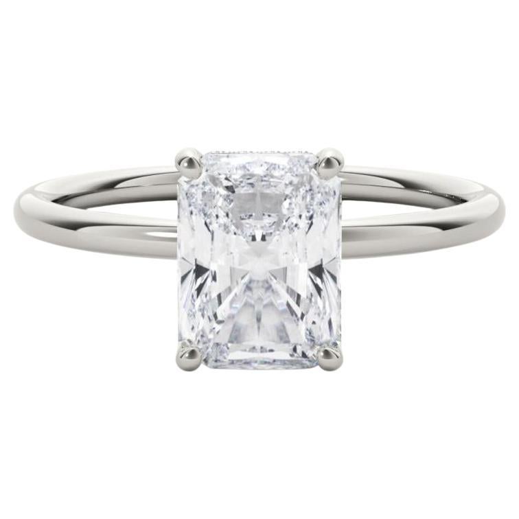 Anello con diamante solitario radiante da 1,18 carati certificato dalla GIA in platino