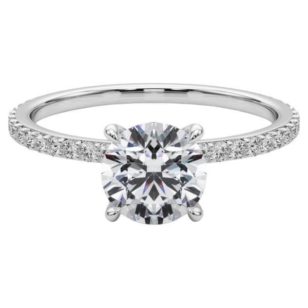 Bague à diamant certifié GIA 0.93 carat Round Hidden Halo Pave Band