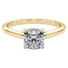 Bague à diamant cathédrale solitaire rond de 0.91 carat certifiée GIA