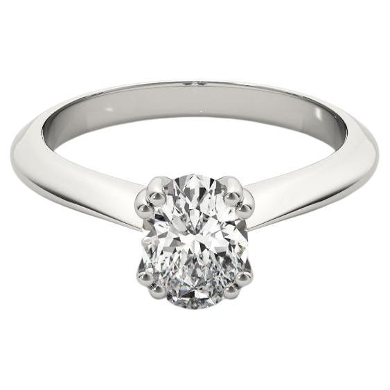 GIA Certificado 1.2 Quilates Anillo de Diamantes Ovalado Solitario Tulipán Catedral de Platino