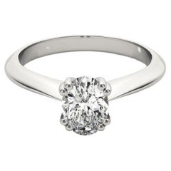 GIA zertifiziert 1.2 Karat Oval Solitär Tulip Kathedrale Platin Diamantring