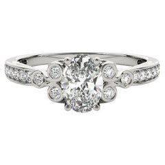 GIA 2ct Oval Vintage Bezel Openwork Cathedral White Gold Diamond Ring