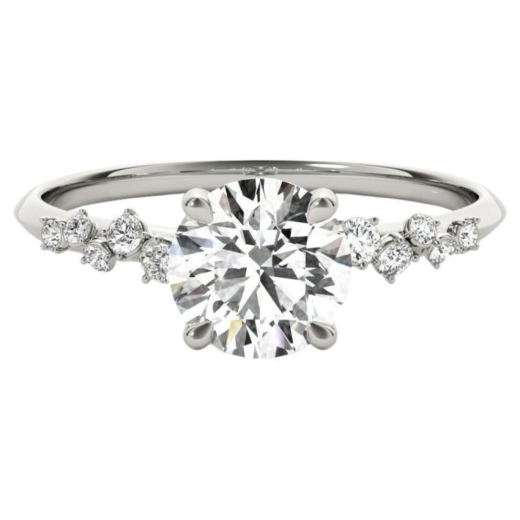 GIA Certified 1.5 Carat Trellis Vine Cluster Round Diamond Ring