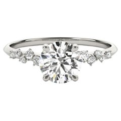 GIA Certified 1.5 Carat Trellis Vine Cluster Round Diamond Ring