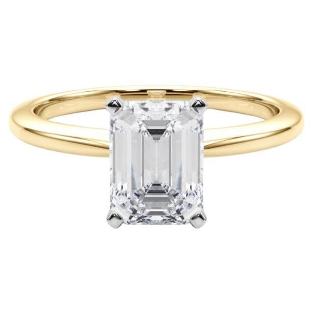 GIA Certified 2.21 Carat Emerald Prong Set Solitaire Diamond Ring