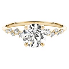 GIA zertifiziert 1,2 Karat Trellis Vine Cluster Runde Gelbgold Diamantring