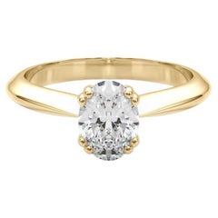 GIA Certified 1.01 Carat Oval Solitaire Tulip Cathedral Diamond Ring