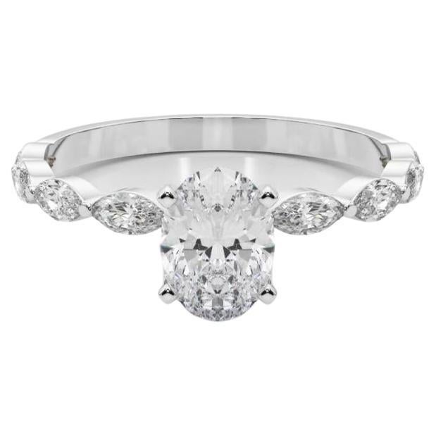 GIA Certified 1.81 Carat Oval Diamond Band Solitaire Diamond Ring