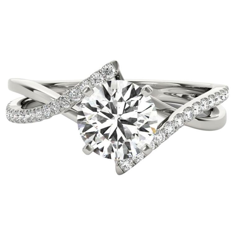 GIA 1.5 Carat Round Double Band Bypass Swirl  Diamond Ring