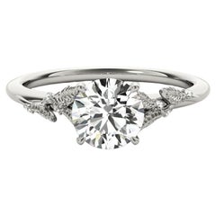 GIA 1.6ct Round Garden Vine & Leaf Cathedral 18K White Gold Diamond Ring