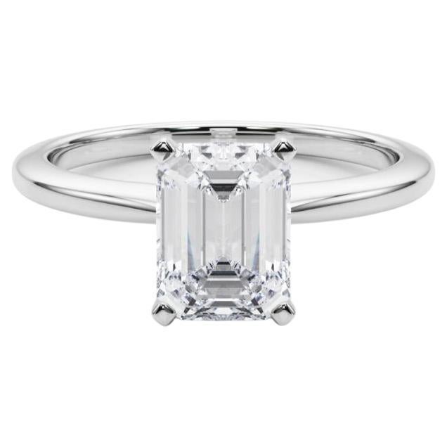 GIA Certified 1.01 Carat Emerald Prong Set Solitaire Platinum Diamond Ring