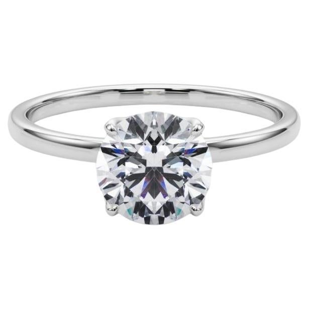 GIA 1.7 Carat Round Solitaire Four-Prong Tulip  Diamond Ring