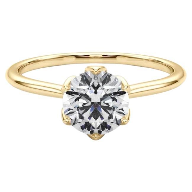GIA Certified 0.74 Carat Round Vintage Prong Set Tulip Diamond Ring