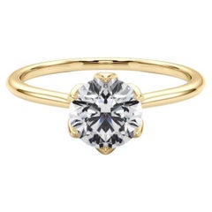 GIA Certified 0.74 Carat Round Vintage Prong Set Tulip Diamond Ring
