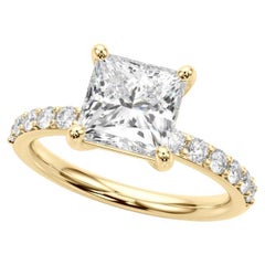 GIA Certified 0.7 Carat Princess & Classic Channel Band Diamond Ring