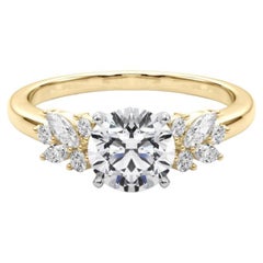 Anillo de Diamantes Catedral con Racimo de Hojas Redondo Certificado GIA de 1,52 Quilates