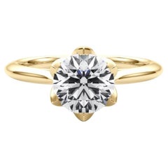 GIA Certified 2.01 Carat Round Filigree Tulip Cathedral Diamond Ring