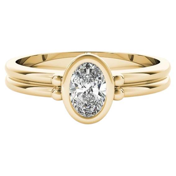 GIA Certified 1.51 Carat Oval Bezel Solitaire Double Band Diamond Ring