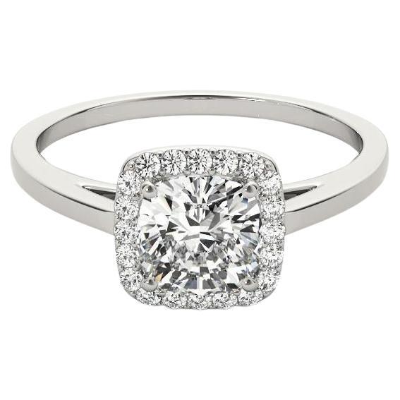 Bague de diamant en platine certifié GIA de 2,7 carats avec halo coussin classique