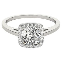Bague de diamant en platine certifié GIA de 2,7 carats avec halo coussin classique