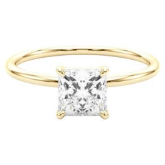 GIA Certified 1.01 Carat Princess Solitaire Four-Prong Diamond Ring