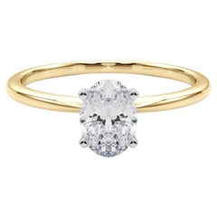GIA 1,7ct Oval Prong Set Solitaire Slim Band in oro giallo 18K Diamond
