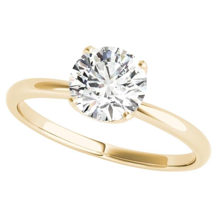 Bague en diamant certifié GIA de 1.51 carat solitaire rond Tulip Pave