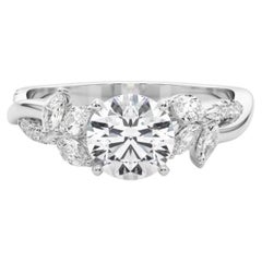 GIA Certified 1.5ct Round Entwined Garden Flower Vine Diamond Ring