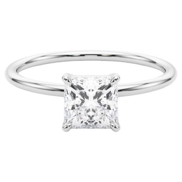 Bague en platine certifiée GIA de 1,01 carat Princesse solitaire à quatre branches