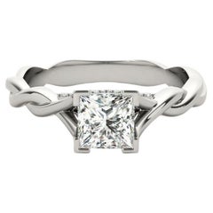 GIA 1.02ct Princess Double Chevron Pave Twisted Band Diamond Ring