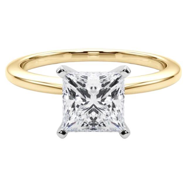 GIA Certified 1.69 Carat Princess Prong Set Solitaire Diamond Ring
