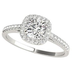 Bague à diamant certifiée GIA de 1,8 carat avec halo coussin et pavé cathédrale en platine