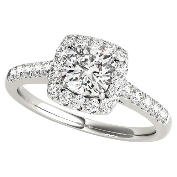 Anillo de diamantes en platino catedral con aureola de 2,01 quilates y pavé certificado por GIA