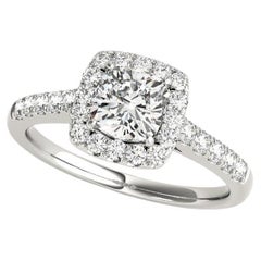 Anillo de diamantes en platino catedral con aureola de 2,01 quilates y pavé certificado por GIA