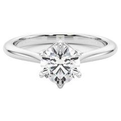 GIA Certified 2,01 Carat Round Solitaire Cathedral Tulip Diamond Ring