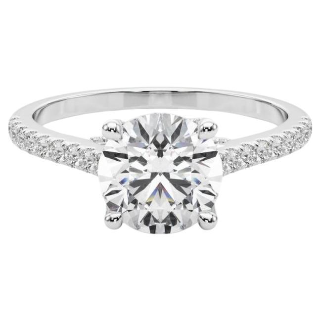 GIA 1.2ct Round Pave Hidden Diamond Cathedral  Diamond Ring